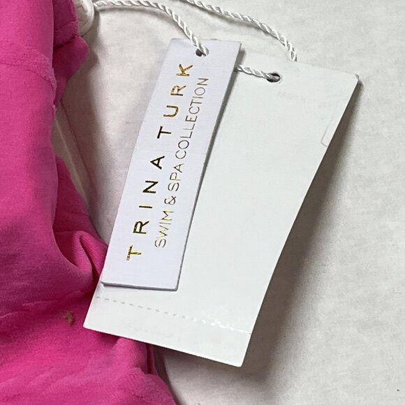 Trina Turk Swimsuit Womens 6 Venus Pink Sway Ruffle Plunge One Piece Resort Wear - Picture 6 of 8